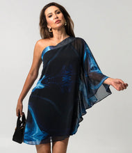 Load image into Gallery viewer, PARIS CHIFFON DRESS - BLACK &amp; BLUE
