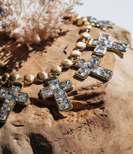 Load image into Gallery viewer, Abalone Shell Cross Statement Necklace
