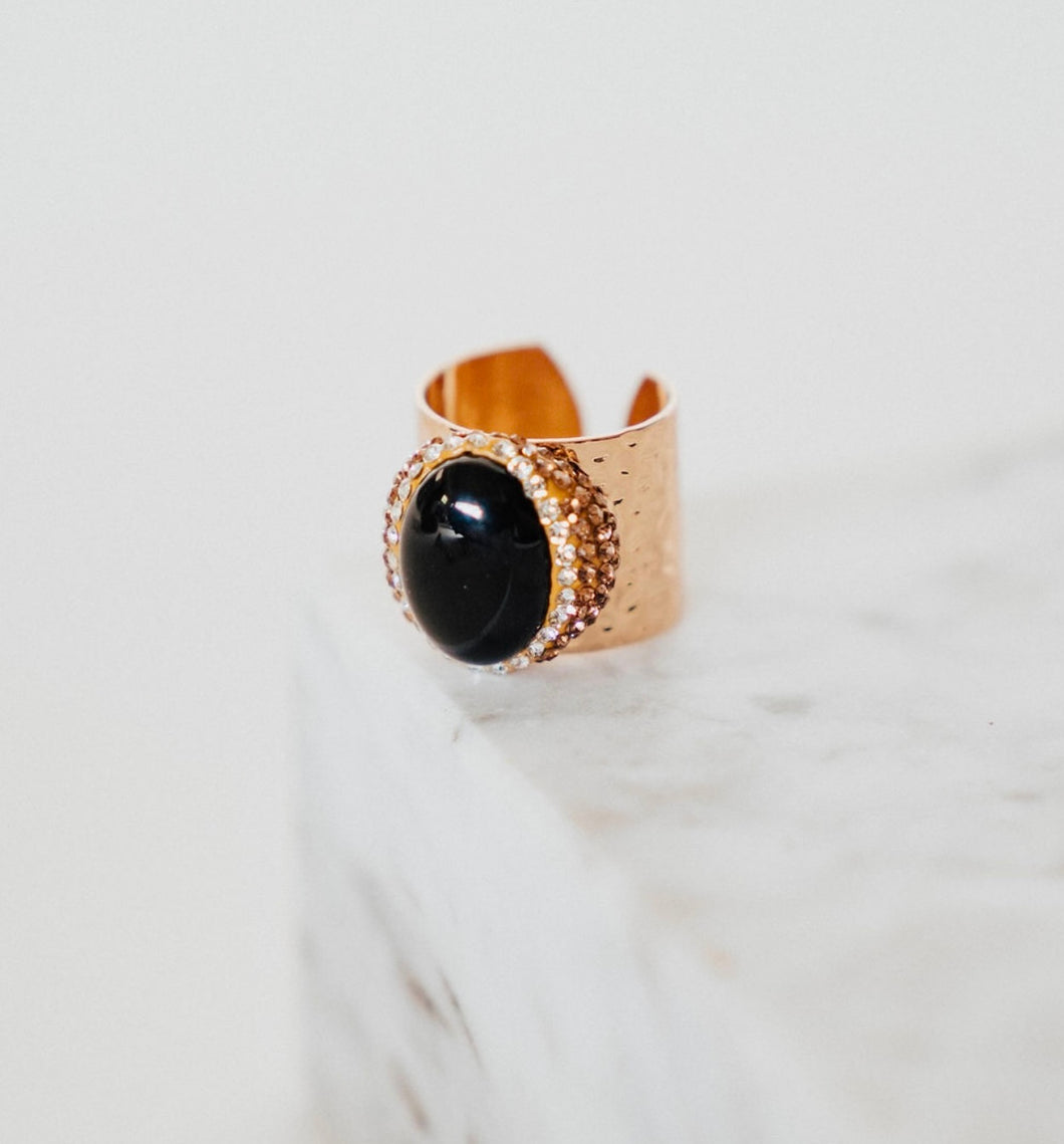 Clio Black Obsidian Stone Ring