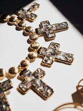 Load image into Gallery viewer, Abalone Shell Cross Statement Necklace
