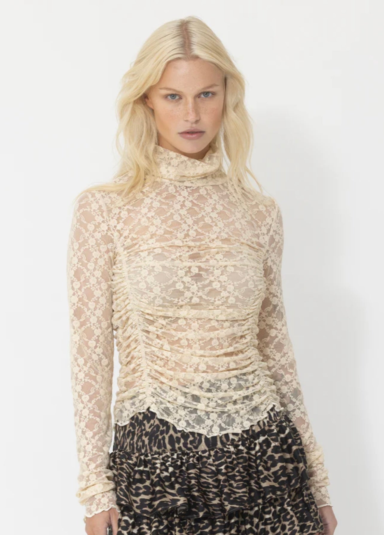 Geo Floral Lace Ruched Top By Joey The Label – Molly & Rose Fashion Haus